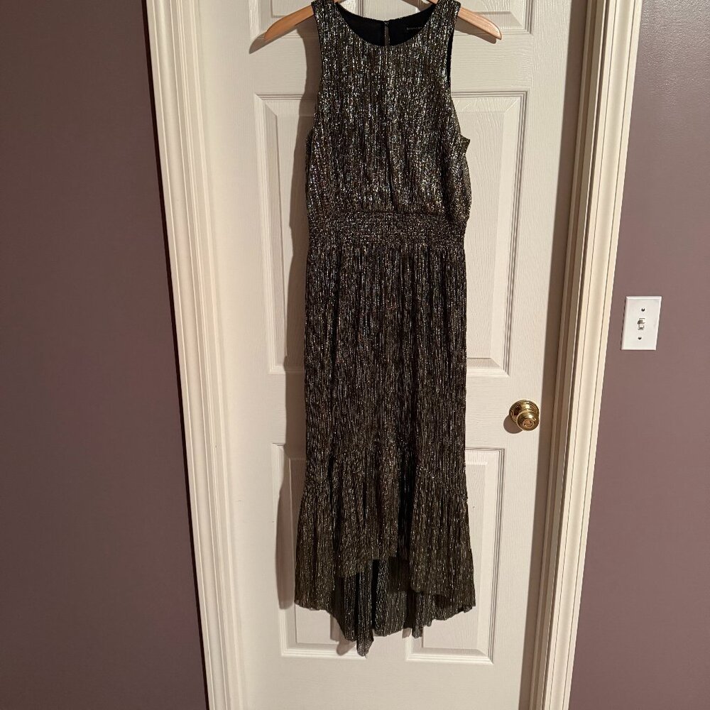 Banana Republic Metallic Sleeveless High-Low Dress, Size 8